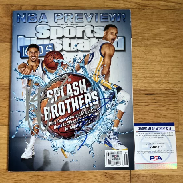 Klay Thompson Steph Curry Auto Autograph Signed Sports Illustrated Magazine PSA