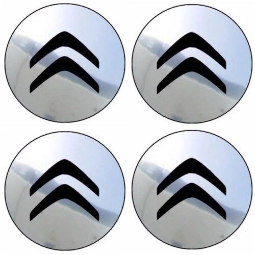Lot de 4 Adhésifs Stickers CITROEN Noir Chrome de 35 à 100 MM  Centre de Jantes