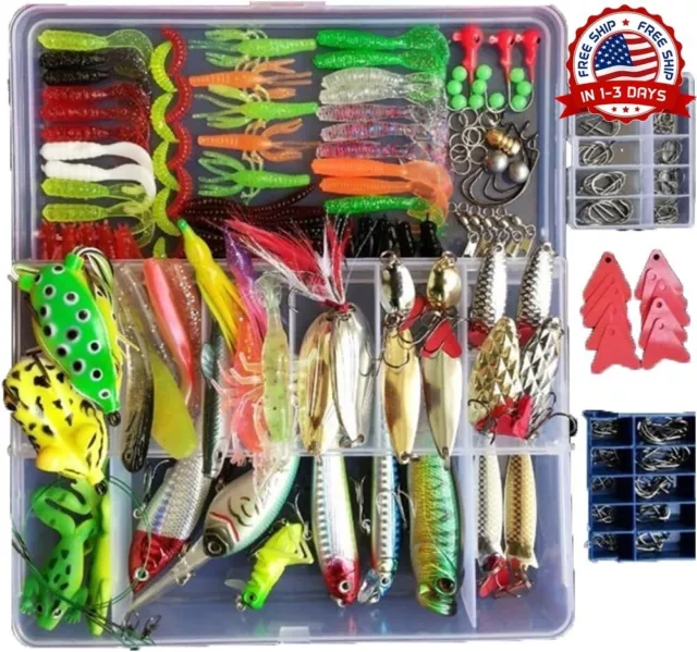 Kit accesorios de pesca, caja aparejos incluidos señuelo anelos pesca, spinner