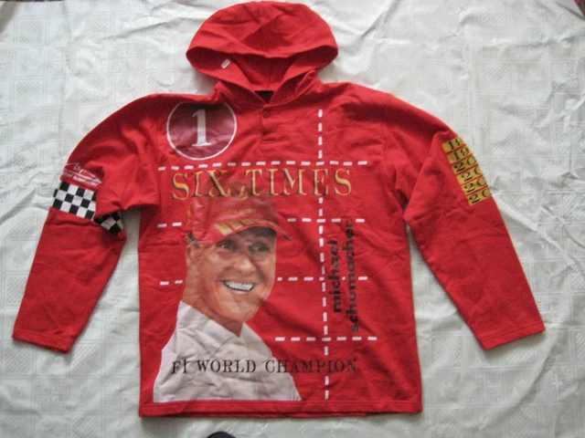 Originale Michael Schumacher Felpa Con Cappuccio, F1 Mondo Champion, Langarmig