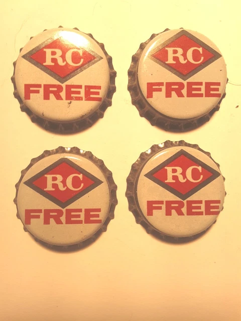 Lot - 4 Unused 1960'S Rc Free Royal Crown Soda Cork Lined Bottle Caps Soft Drink
