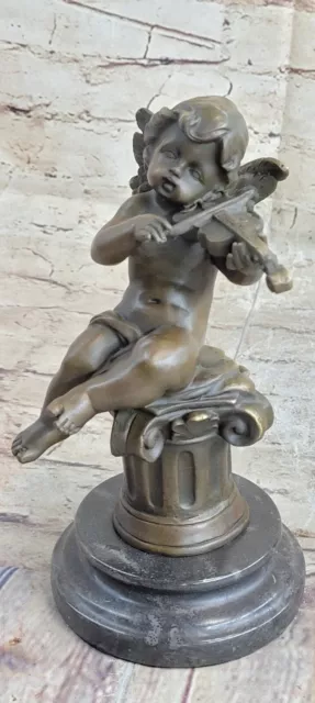 Garden Sculpture Cherub Angel Collector Art Cupid Bronze Marble Statue Gift