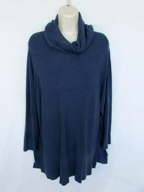 ADRIENNE VITTADINI WOMANS 2X blue soft rayon acrylic cowl neck RIBBED SWEATER