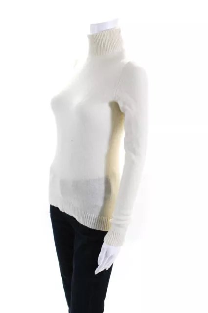 Barneys New York Womens White Cashmere Turtleneck Pullover Sweater Top Size M 2