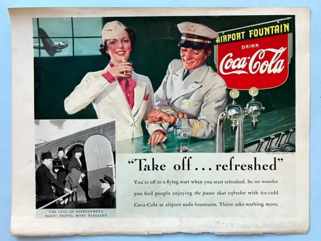 May 9, 1938 AIRPORT LOUNGE THEMED VINTAGE COCA COLA AD Pilot HAIG & HAIG WHISKY