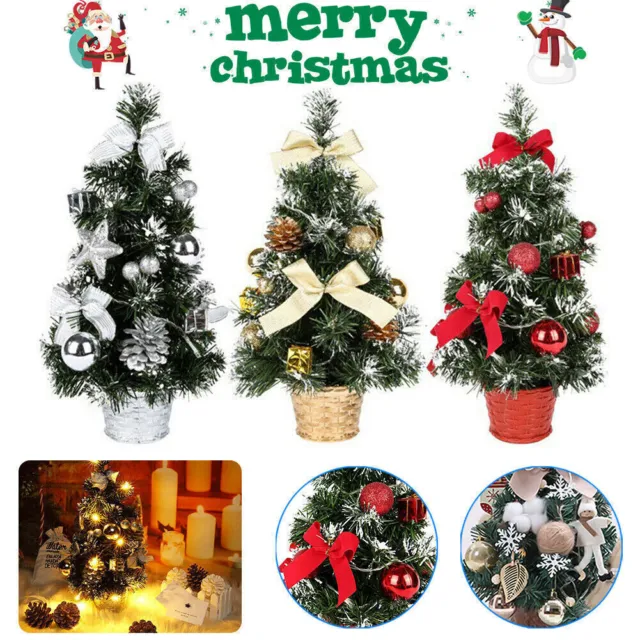 Small Mini Christmas Tree with LED Lights Xmas Tabletop Ornaments Home Decor