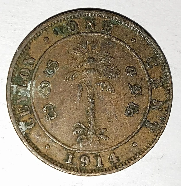 KING GEORGE V Ceylon Cent 1914 WW1 Era Known As Sri Lanka Emperor Of ...