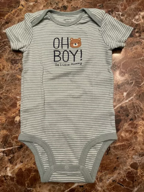 Carters Baby Boy Bodysuit Pants Set Size 12 Months Green Gray Blue - OH BOY!