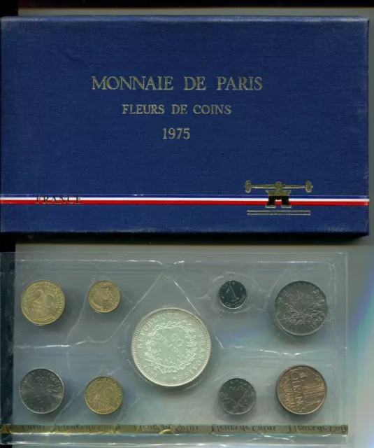 Coffret de la monnaie de Paris, fleurs de coins pour l'année 1975