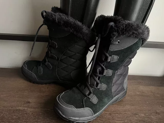 Women Columbia Ice Maiden II Black Waterproof Breathable Winter Boots sz 7