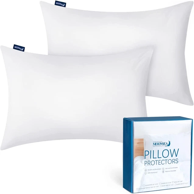 Toddler / Travel Pillow Protector Cover Zippered 2 Pack Waterproof Fit for Pillo