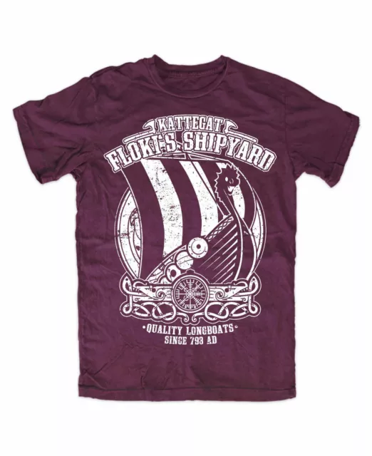 Flokis Shipyard T-Shirt BURGUND THOR Odin Berserker Viking Valhalla Ragnar