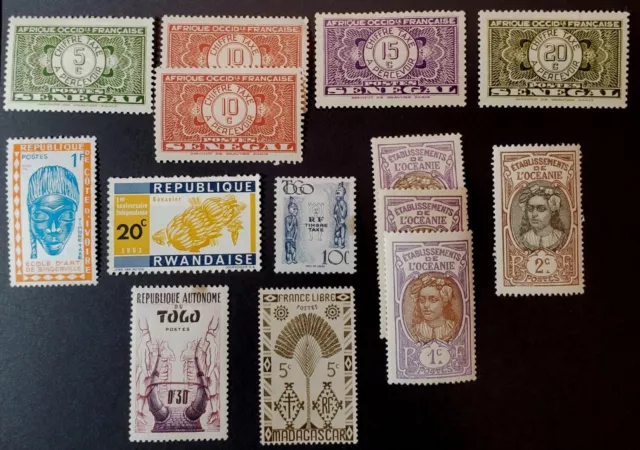 Senegal Postage Due Stamps 1935 (SC#J22-J26) & Selection of French Republic (MH)