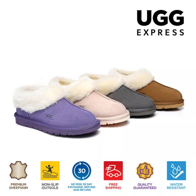 【EXTRA 15% OFF】UGG Slippers Women Men Sheepskin Moccasins Water Resistant Homey