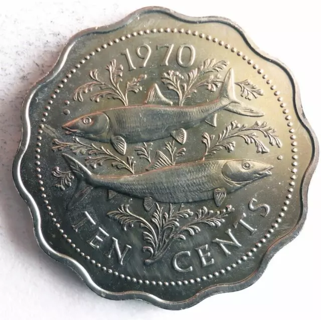 1970 BAHAMAS 10 CENTS PROOF - Excellent Coin - FREE SHIP - Bin #329