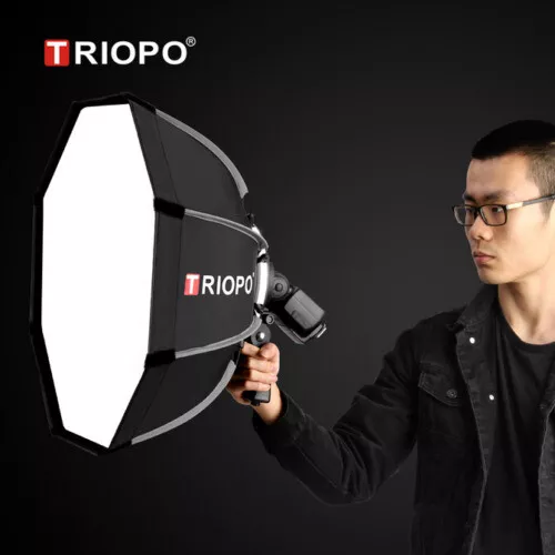 TRIOPO 90CM Octagon Softbox w/Handgrip Set for Speedlight Flash Bracket