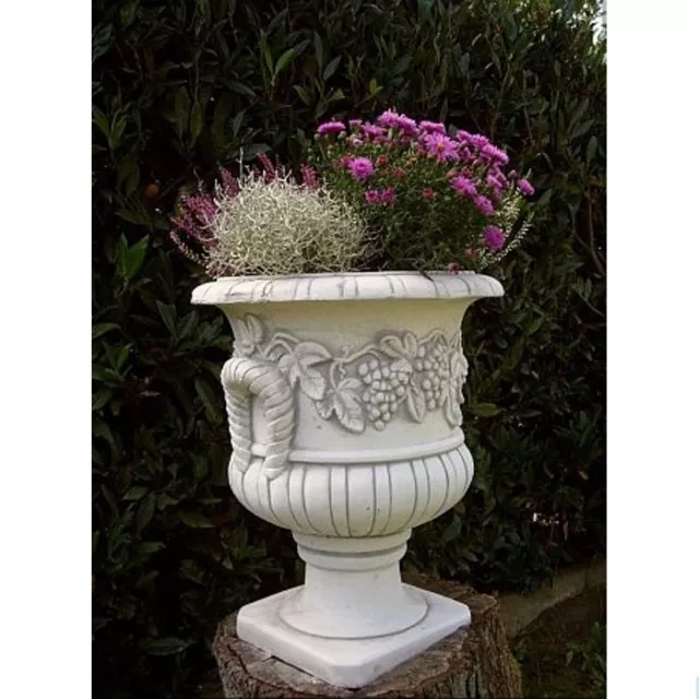 Amphore Weinreben Skulptur Steinguss Garten Neu Frostfest Blumenschale Po-397