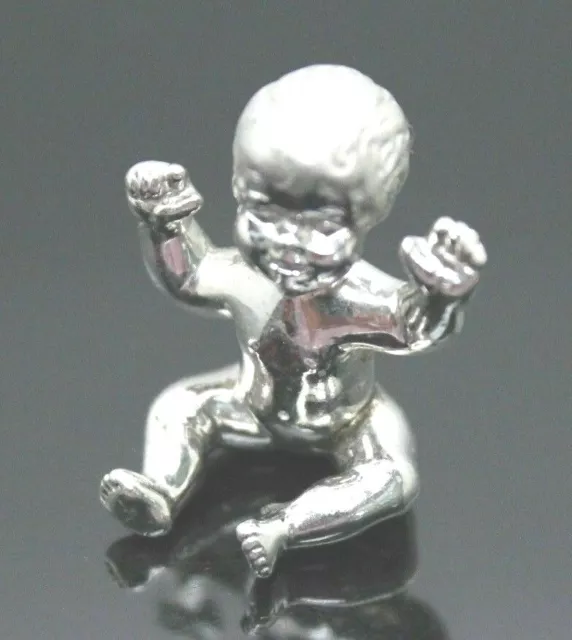 Happy Baby Figurine Miniature Solid Sterling Silver