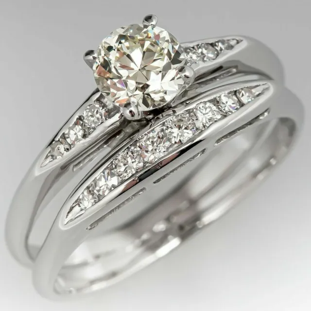 2.40 Ct Lab Diamond 14K White Gold Plated Engagement Ring With Matching Band