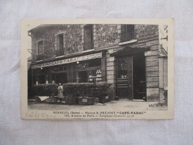 Cpa Val De Marne 94 Bonuil House R.prevost Cafe Tobacco