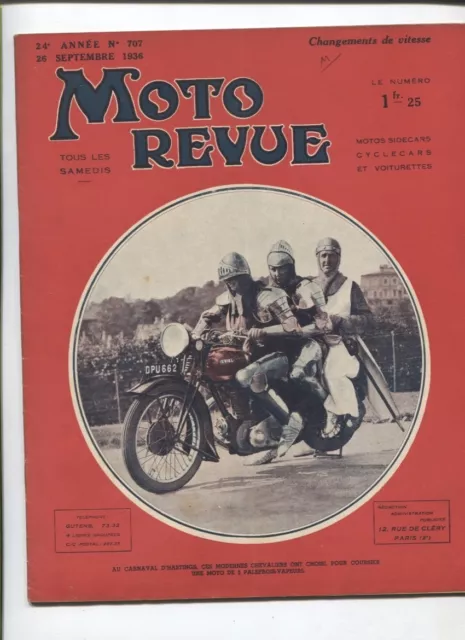 Moto Revue N°707  ; 26 septembre 1936 : technique changement de vitesse