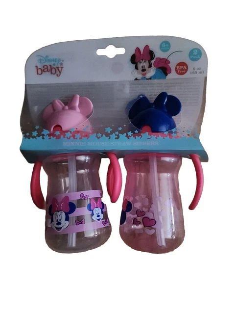 Paquete de 2 sorbedores de paja Disney Minnie Mouse con asas 6 oz