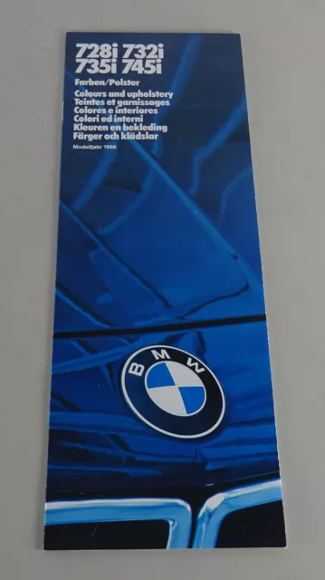 Prospetto Colori/Imbottitura BMW E23 728i/732i/735i/745i Di 01/1986