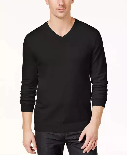 Alfani Mens V Neck Sweater Black Small