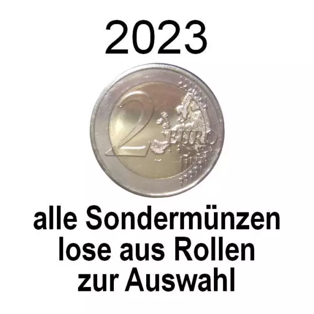 2 Euro 2023 - lose verausgabte Gedenkmünzen - bankfrisch aus Rollen