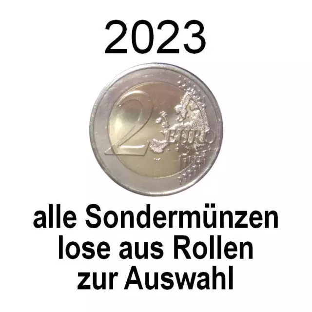 2 Euro 2023 - lose verausgabte Gedenkmünzen / Kursmünzen - bankfrisch aus Rollen