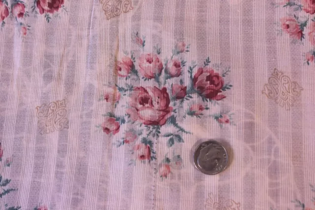 French Antique Pink Rose Fine Linen Batiste/Lawn Fabric~15"LX25"W~Dolls,Design