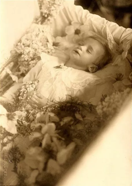 Antique Post Mortem Funeral Casket Photo 102b Odd Strange & Bizarre