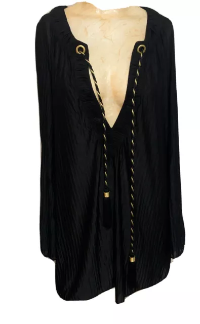 Diane Von Furstenberg DVF  tunic Coverup Top P Black