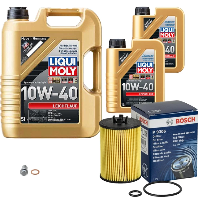 Filtro olio Bosch 7L Liqui Moly a funzionamento leggero 10W-40 per Mercedes Classe A Classe B