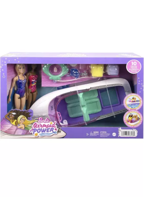 ​Barbie Mermaid Power Playset with 2 Barbie Dolls & 18-inch Floating Boat with S