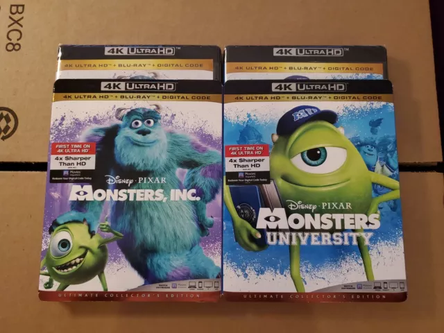 MONSTERS INC + MONSTERS UNIVERSITY 2 Blu-ray+ 2 DVD + BOTH W/ OOP SLIPCOVERS