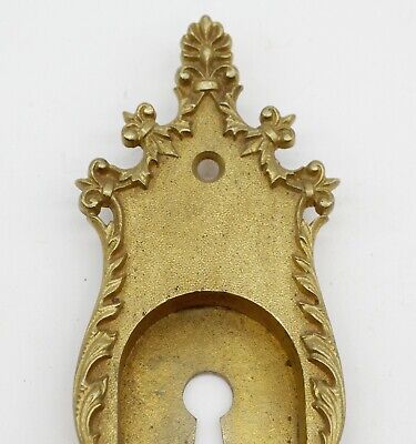 Antique Neoclassical Brass Recessed Pocket Door Plate 2