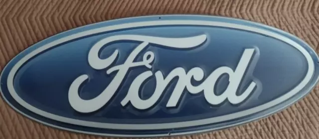 Ford Blue 20" Oval Logo Aluminum Sign Car Vintage Auto Emblem Garage Man Cave