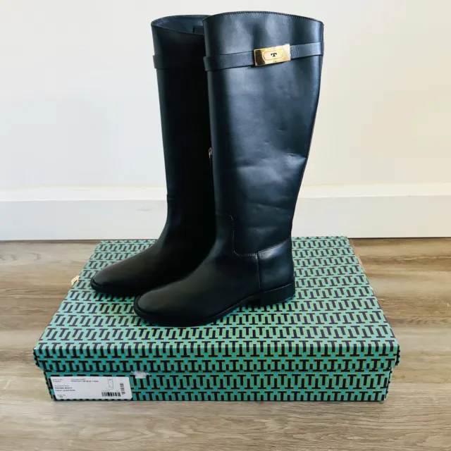 NEW IN BOX Tory Burch Black Calf Leather Riding Boot 10