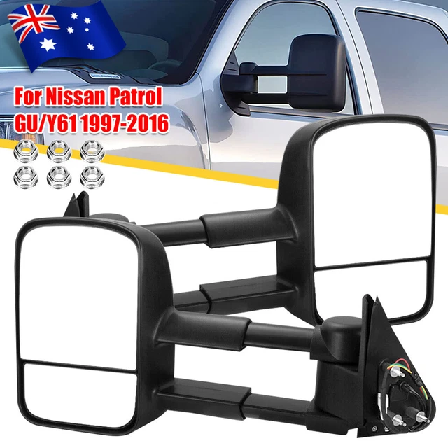 EXTENDABLE TOWING MIRRORS for Nissan Patrol Y61 GU 972016 Black Side