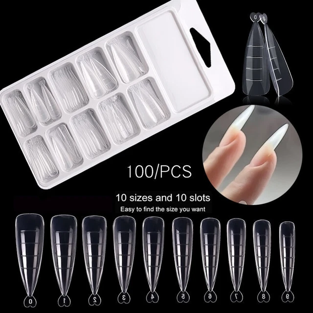 100 Nagelformen Für Acryl, Gel & Polygel – Wiederverwendbar, Mit Längenskala, 10 Verschiedene Größen, Transparent
