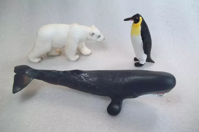 Schleich Safari Ltd Animal Figure Lot Arctic Antarctic Polar Bear Penguin Whale