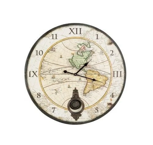 HORLOGE VINTAGE ROUTE 66, pendule ronde en bois déco USA, style mother