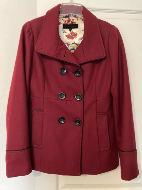 Womens Steve Madden Wine Red Wool Blend Pea Coat size Medium