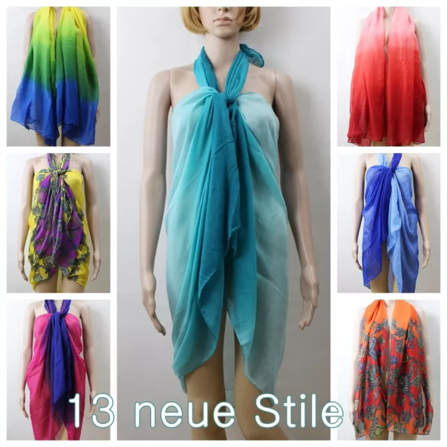 Ombre Pareo Schal Strand Tuch Strandtuch Crincle Wickelrock Lungi Sarong Kopftuc