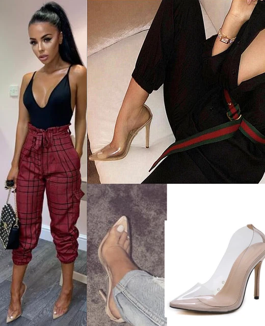 Chaussures de cour talon aiguille transparentes pour femmes talons de fête transparents en PVC talons pointus perspex Kim