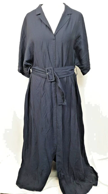 EMMA WILLIS NEXT Navy Blue Maxi Shirt Dress Belted UK12T Tall Workwear L1378 9.63 PicClick UK