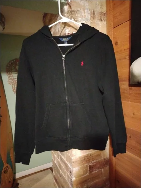 Polo By Ralph Lauren Black Full Zip Hooded Jacket.   XL 18 -20 TG
