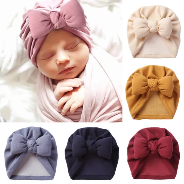 Kids Girl Boy Baby Beanie Turban Hat Bow Knot Cap Newborn Head Wraps Headband