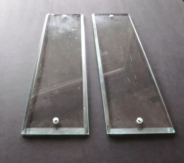 2 Vintage 12" x 3 1/2" Clear Beveled Glass Door Push Plate Hardware